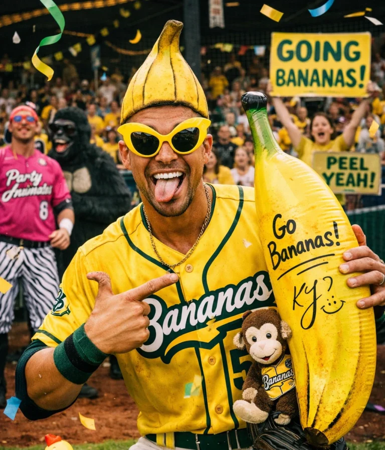 Kj Kyle in funny mood with a big banana and pop corns
